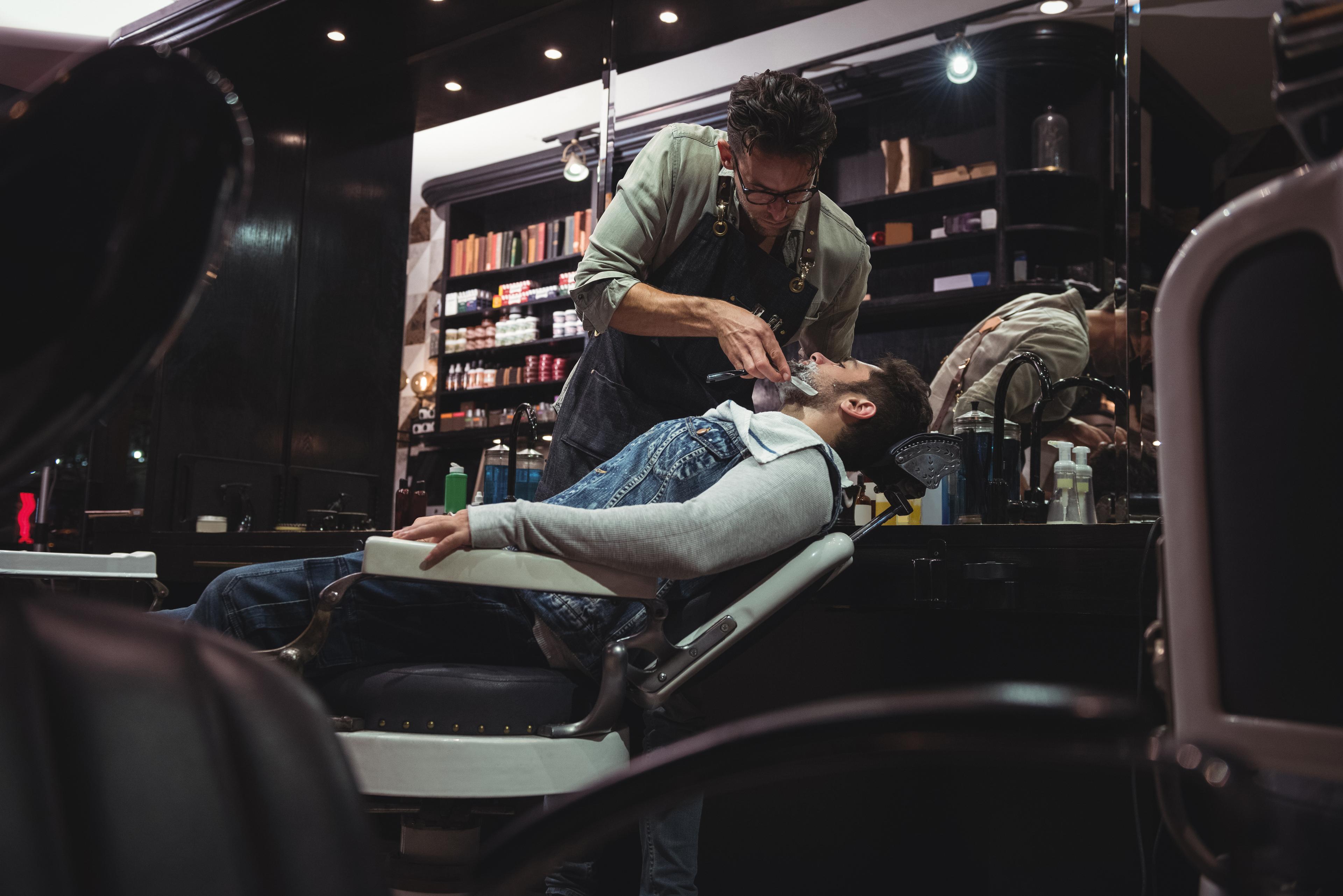 Professional barbershop interior with modern styling